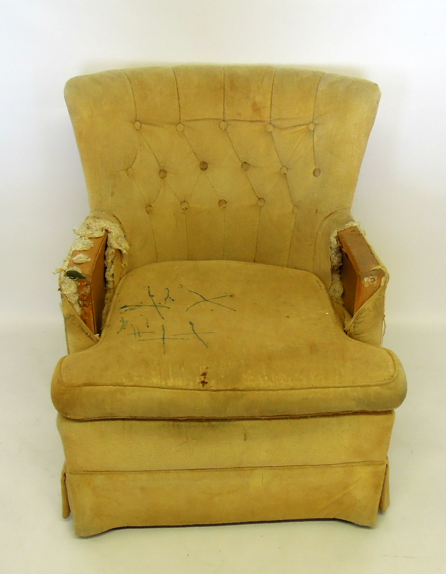 Armchair reupholstered in Robert Allen fabric