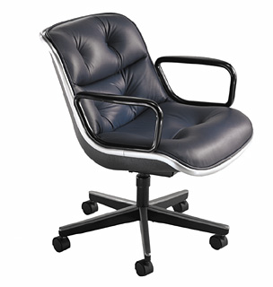 Knoll Pollock Executive Chair reupholstered in black leather