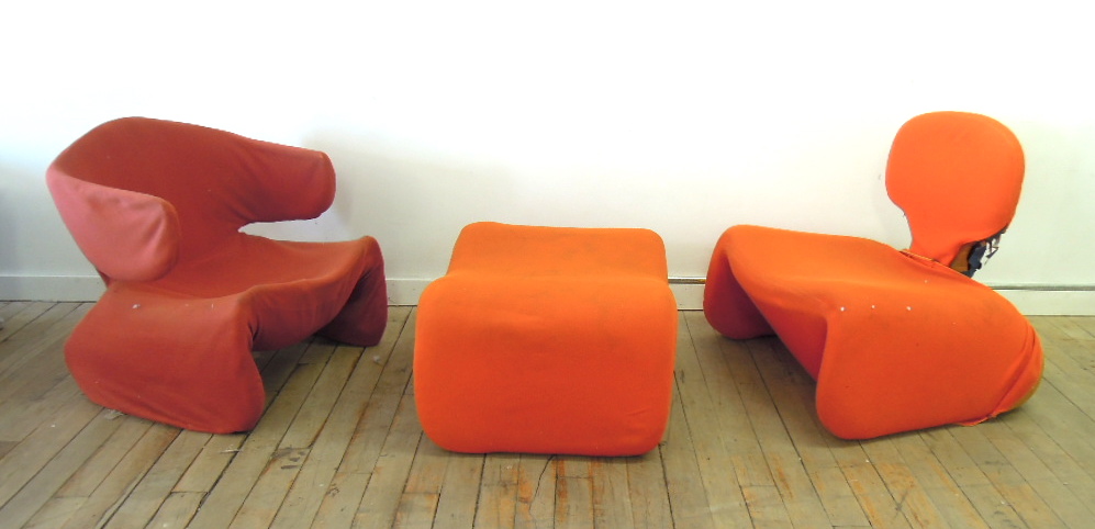 Djinn Chair & Ottoman in Orange